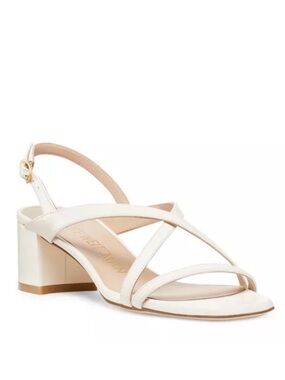Stuart Weitzman Oasis Maui Leather Slingback Sandals Kitten Heel Seashell 8 $475